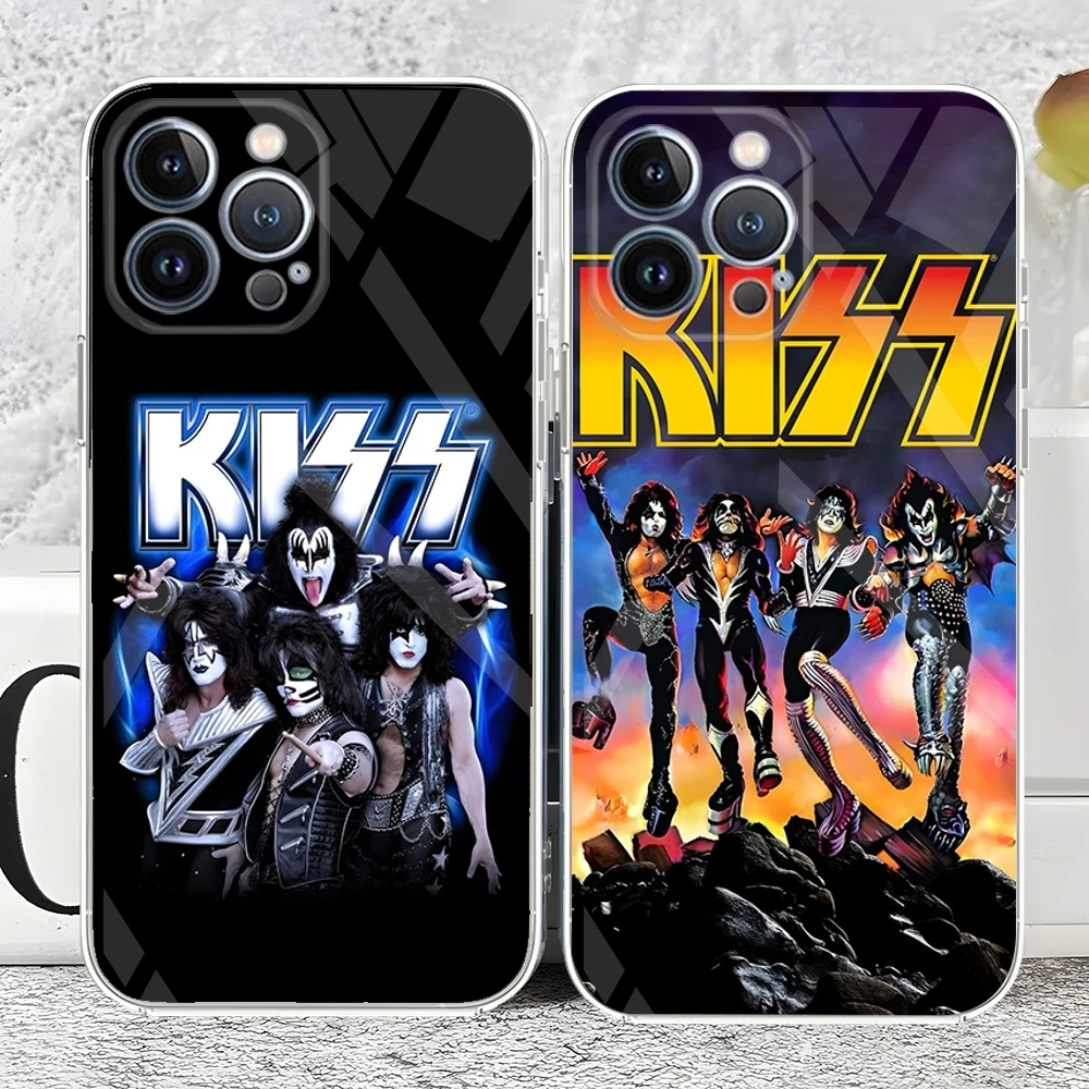 Cool KISS Band Music Phone Case new 2023 For iPhone 15 14 12 13 11 Pro Max Mini X XR XS Max 7 8 Plus transparent cover