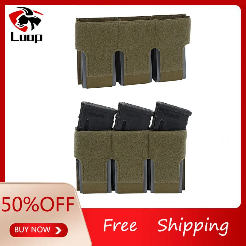 

Triple Magazine Pouch |Elastic Kangaroo Rifle Mag Holster| 5.56/9mm Magazines Holder Pocket with Hook Panel
