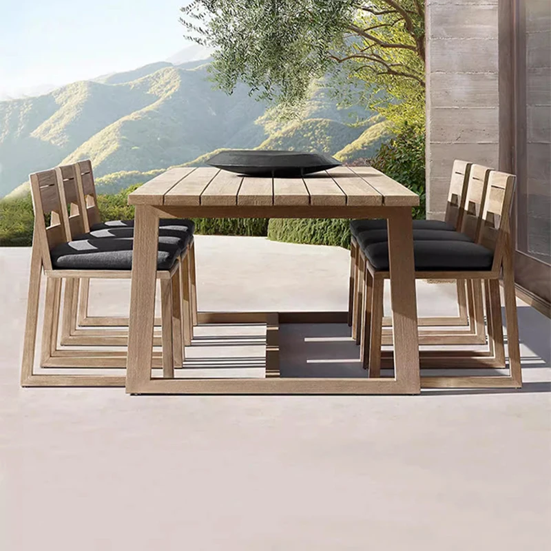 Garden Solid Wood Outdoor Tables Modern Luxury Lounge Minimalist Outdoor Tables Courtyard Armchair Jardin Mobiliario Furniture