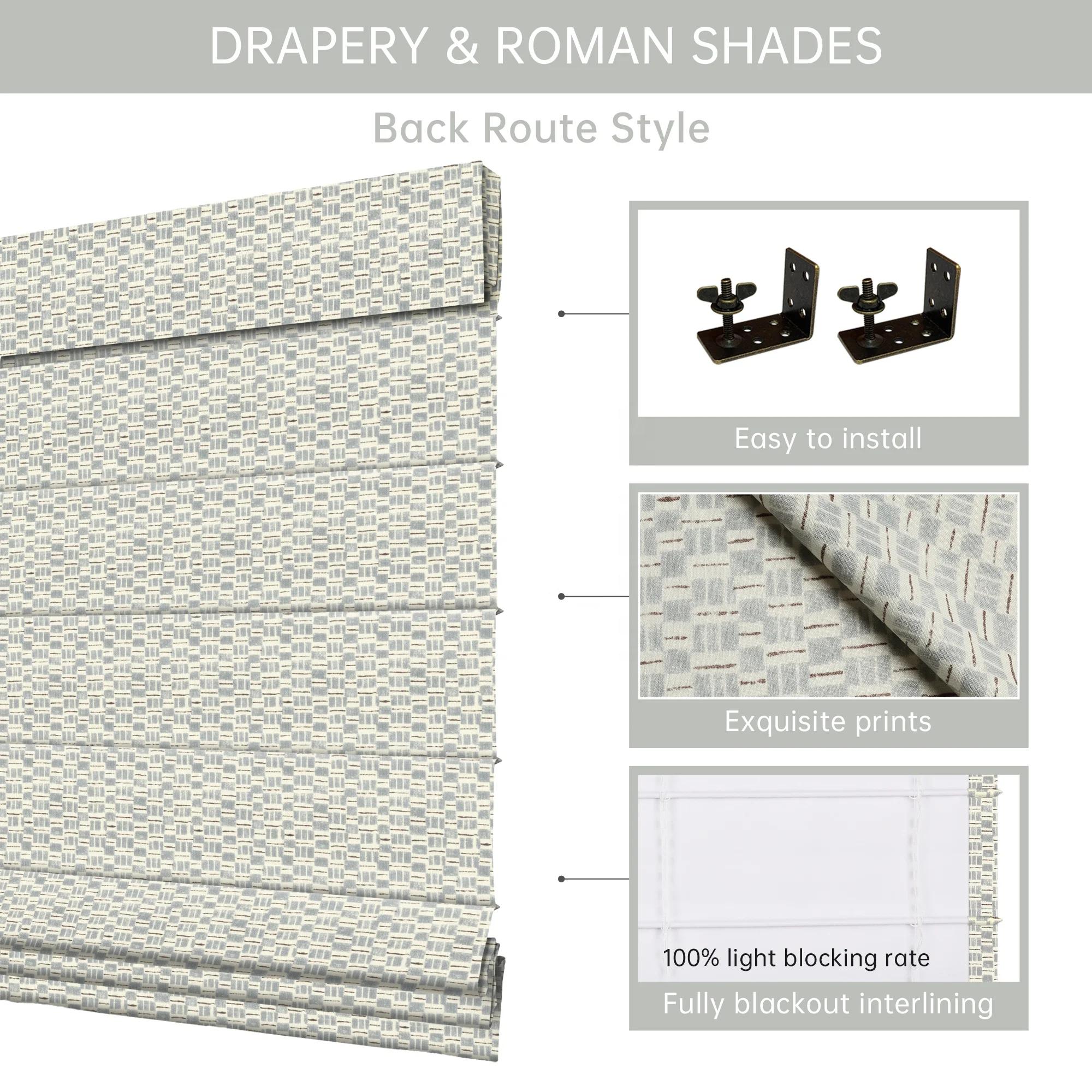Wireless Remote Motorized Smart Window Curtains Custom Electric Roman Blind Shades for Windows
