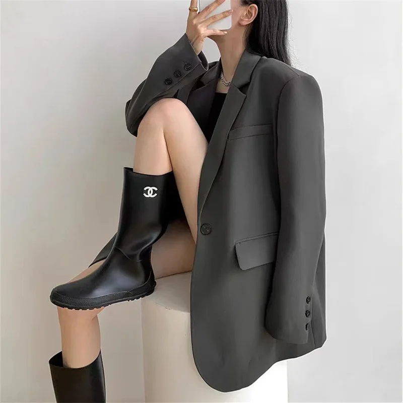 

Autumn Women's Casual s Jaets Ladies Suits Coats Pure Polyester Fiber Long Sve Midi Length One Button Closure