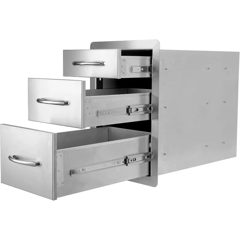 Stanbroil Outdoor Kitchen Drawers Stainless Steel - 15W x 21.5H x 23D Inch, Triple Access Drawer Flush Mount for Outdoor Kitchen