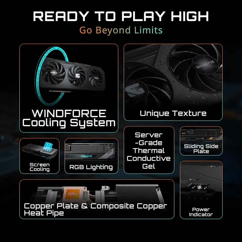 بطاقة رسومات Radeon RX 9060 XT Gaming OC 16G، PCIe 5.0، 16GB GDDR6، GV-R9060XTGAMING OC-16GD بطاقة فيديو