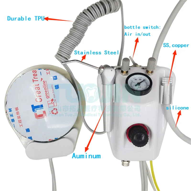 Dental Mini Portable Turbine Unit Work With Air Compressor 3 Way Syringe With1PCS Handpiece Tube Dental Lab Equipment Tools