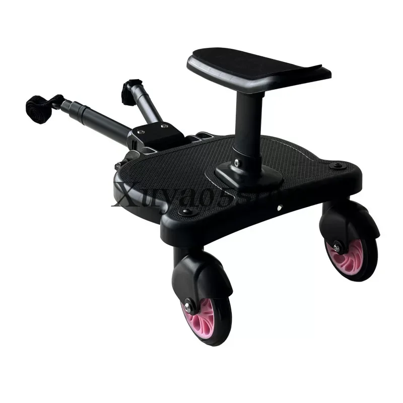 Universal Trolley Rear Attachment Accessory, Auxiliary Ride‑On Board with Removable Seat for Outdoor Journey