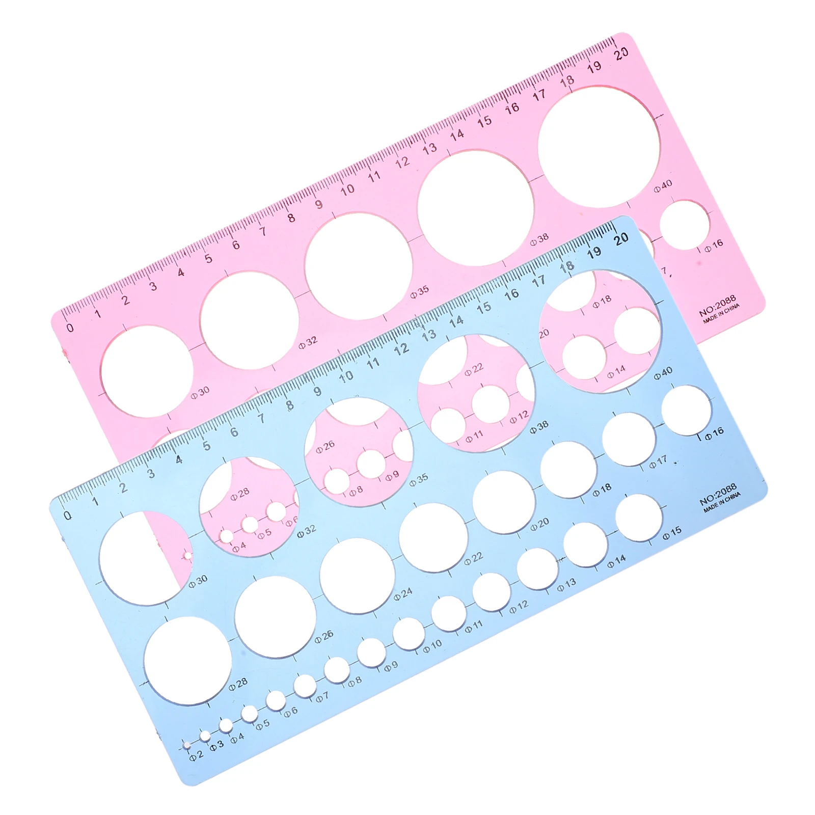 2Pcs Circle Stencil Drawing Tools Geometric Ruler for Office School Drafting Multifunctional Art Design Plastic Templates