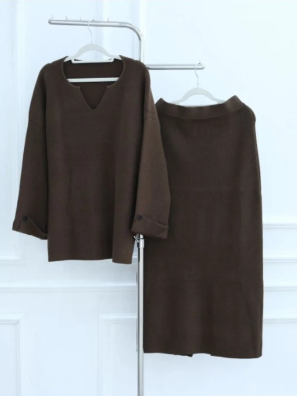 

Комплект из 2 предметов, женский свитер, толстые вязаные джемперы, вязаная юбка, костюм с длинной юбкой, марокканский мусульманский повседневный ансамбль, юбки, наряды