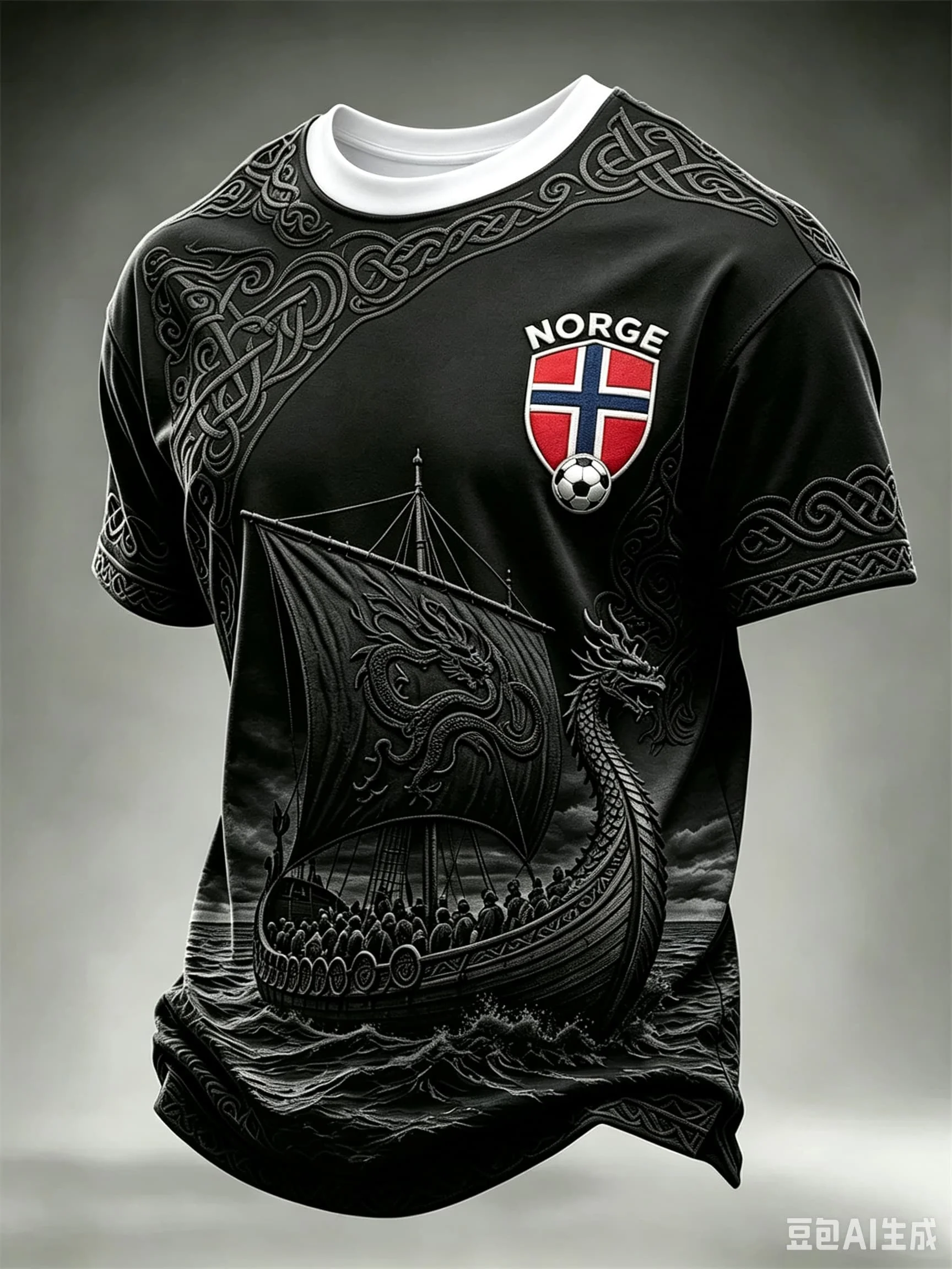 Men Norge Norway Viking Dragon Ship Football T-Shirt Norwegian Flag Celtic Knot  Short Sleeve Casual Sports Soccer Jersey Top