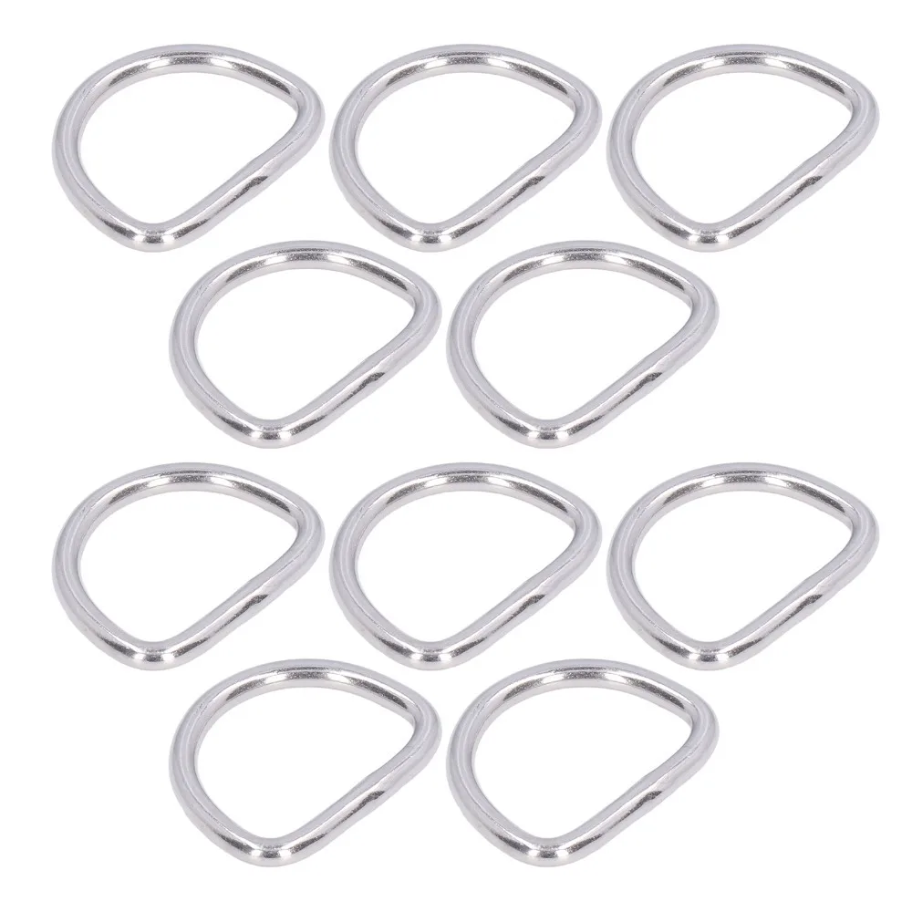 10 Pcs 304 Stainless Steel D Ring Smooth Welding Solid Metal Welded D Ring Heavy Duty Solid Metal Rings