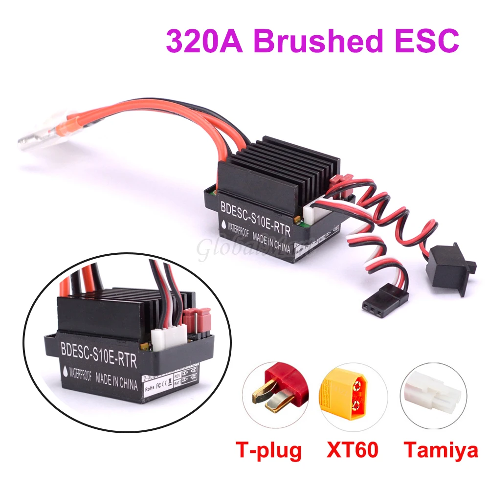 NEW RC Hobby 320A ESC Brushed Motor Speed Controller with 2A BEC High Voltage 6-12V Brush ESC For RC Ship & RC Car