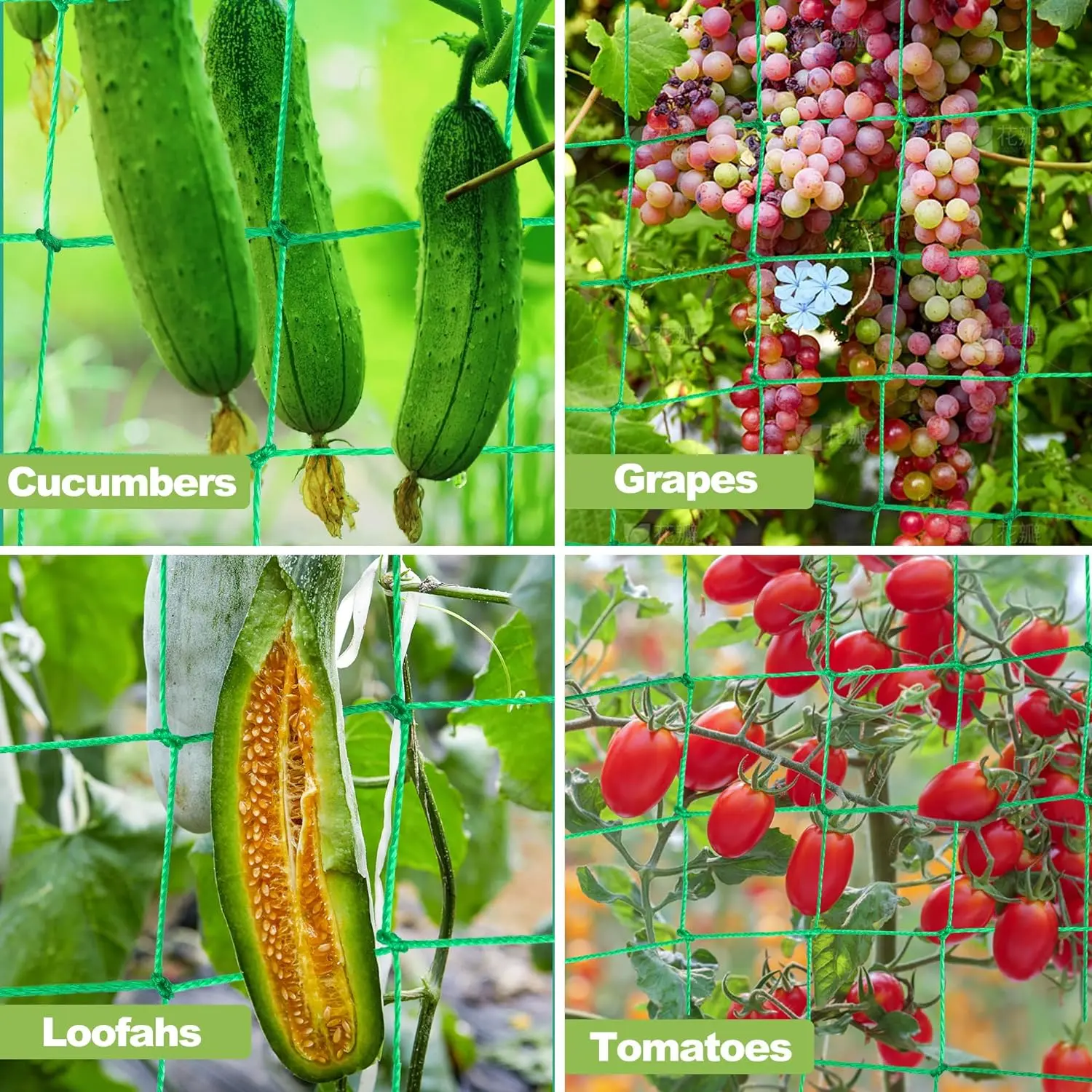 Plant Trellis Netting Garden heavy duty Vine Climbing Netting net for Cucumber Tomato Vegetables fruit Grow Holder Brackets