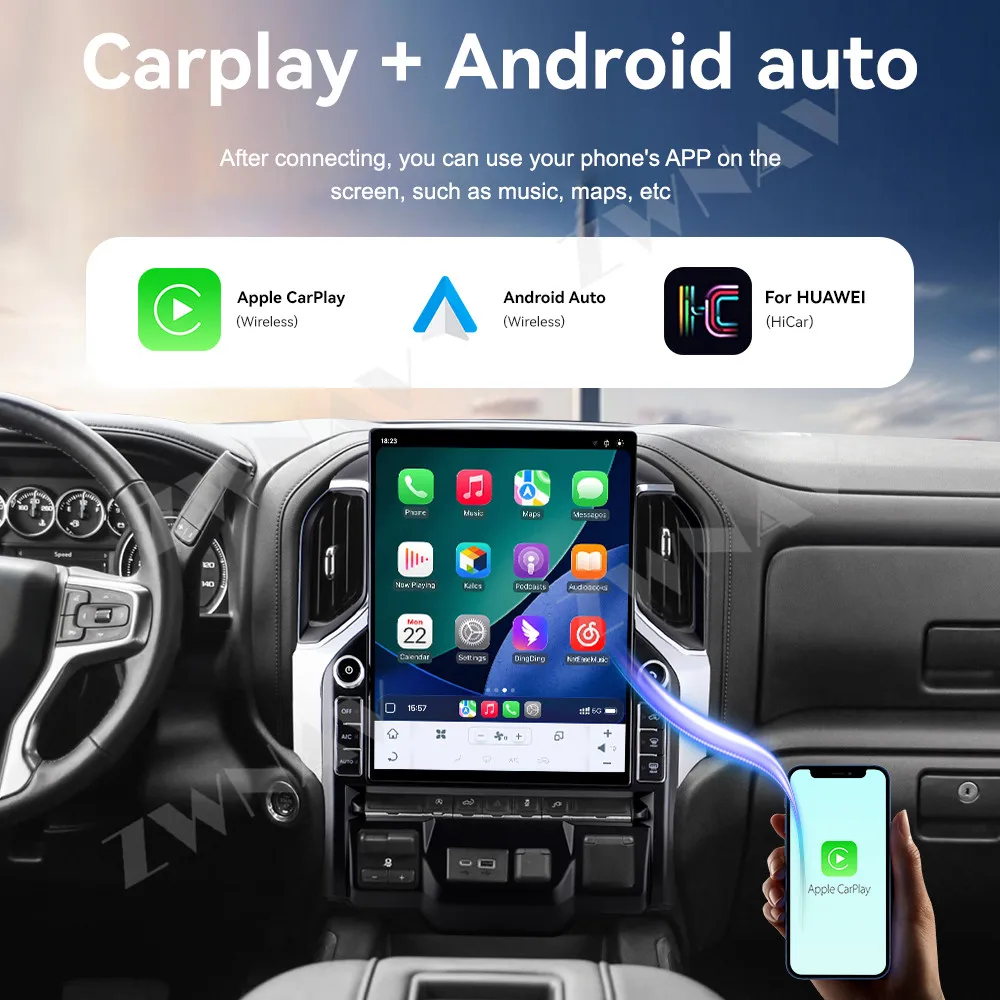 

Android 15 GPS Navigation Carplay 16.2 Inch Touch Screen For Chevrolet Silverado 2019-2023 Multimedia Player Auto Radio Stereo