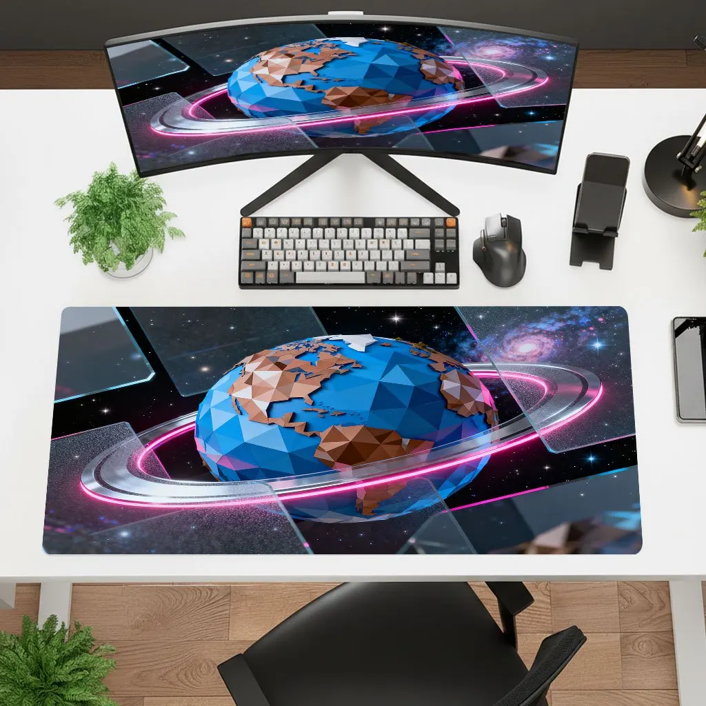 Space Earth Design Mouse Pad Non-Slip Rubber Backing Washable HD Print Gaming Office Laptop Dorm