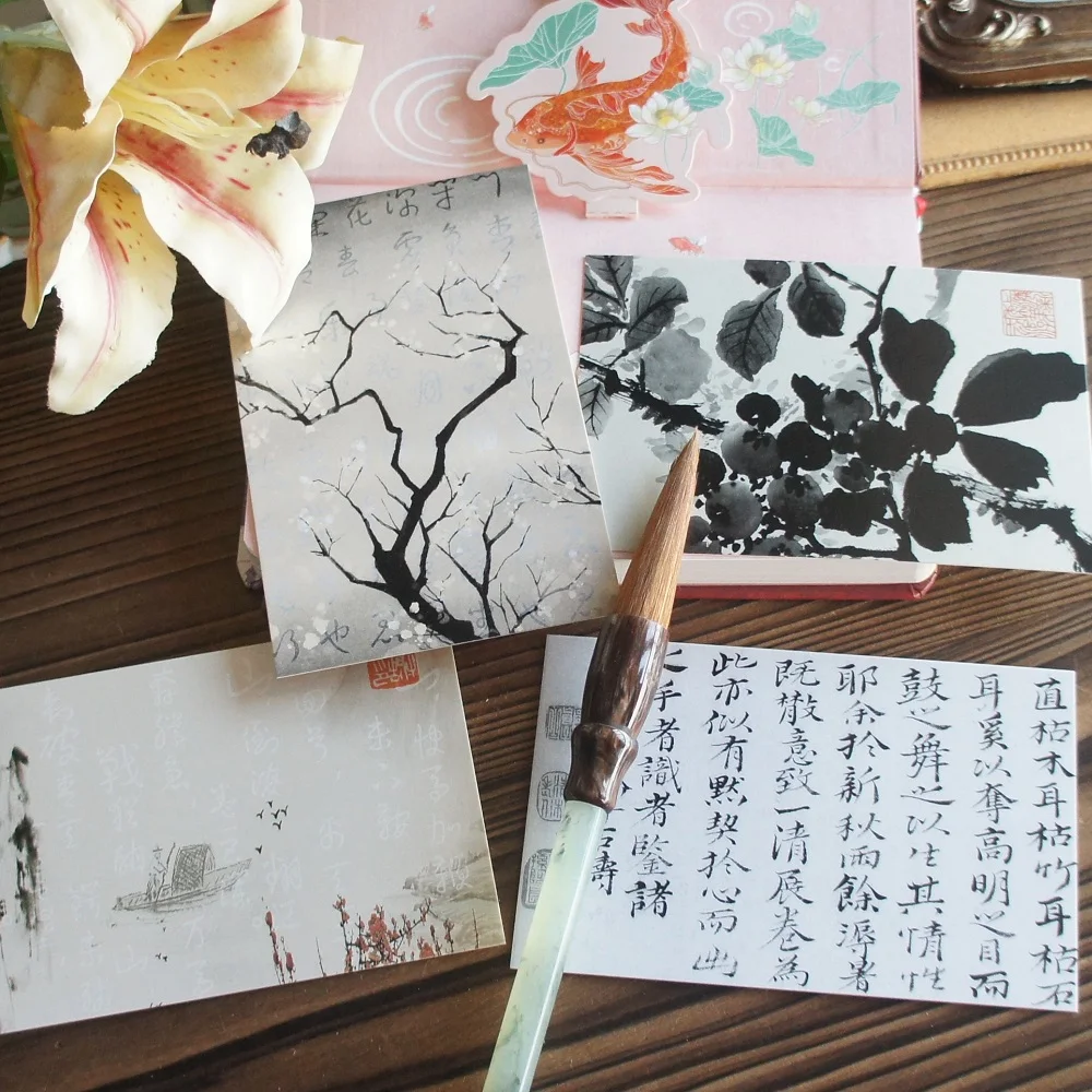 15pcs Famous Ancient Chinese Life Mood Poetry Design Post Card Greeting Cards Gift Card Party Invitation Scrapbooking Use