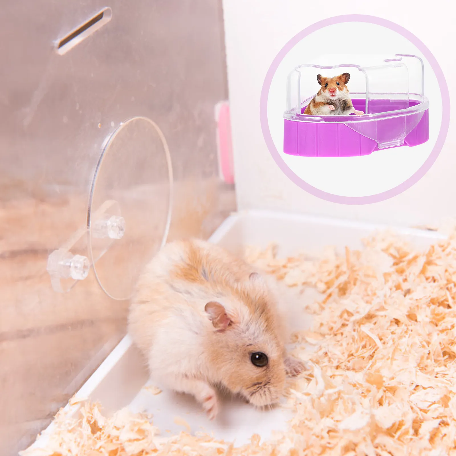 

2Pcs Hamster Bathroom Small Animal Bath House with Unique Open Door Design Breathable Odorless Pet Care for Healthy Growth