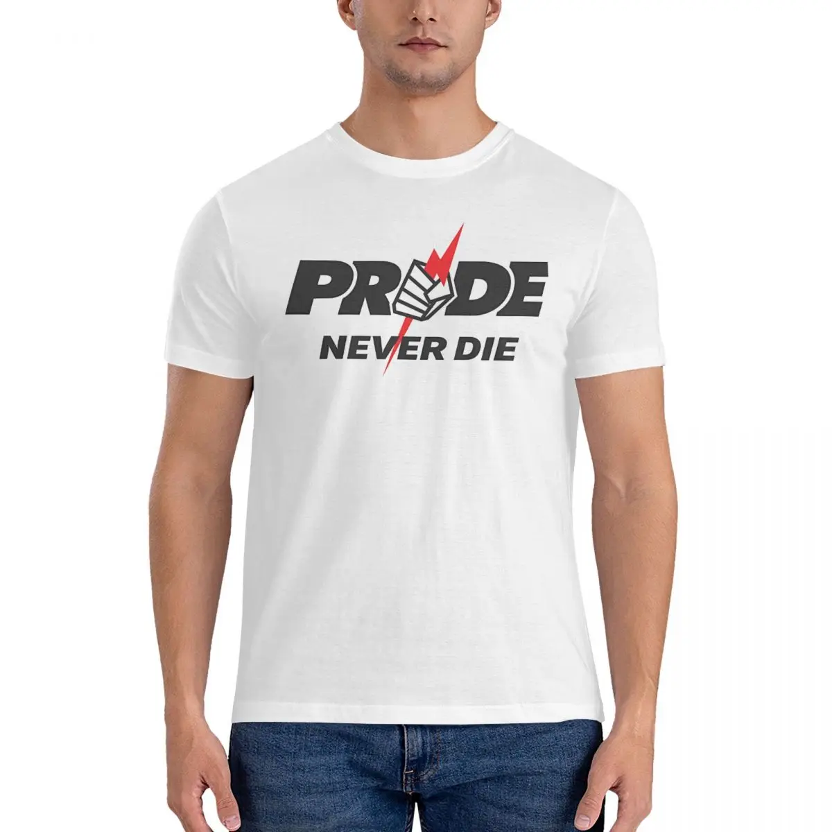Men NEVER DIE T Shirts Pride FC Pure Cotton Clothing Funny Short Sleeve Round Collar Tees Summer T-Shirt