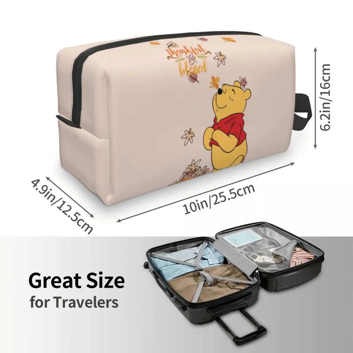 Custom Winnie Pooh Bear Manga Cosmetic Bag Women Fashion Large Capacity Makeup Case Beauty Storage Toiletry Bags