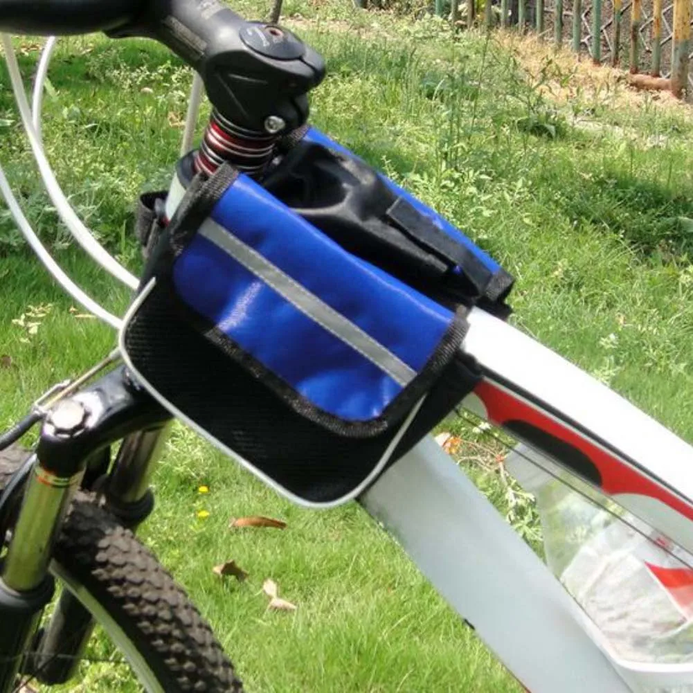Waterproof bicycle phone and tool bag front strap mount with card slots mesh pocket Oxford cloth for training and short rides