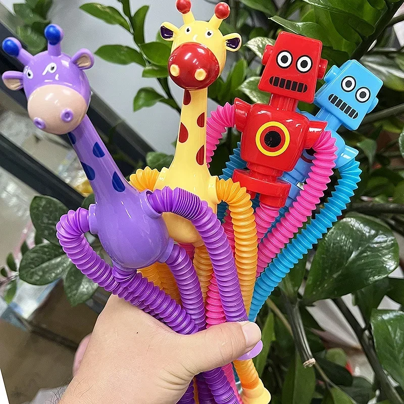 Children Suction Cup Toys Pop Tubes Stress Relief Telescopic Giraffe Fidget Toy Sensory Bellows Anti-stress Squeeze Kid Boy Girl