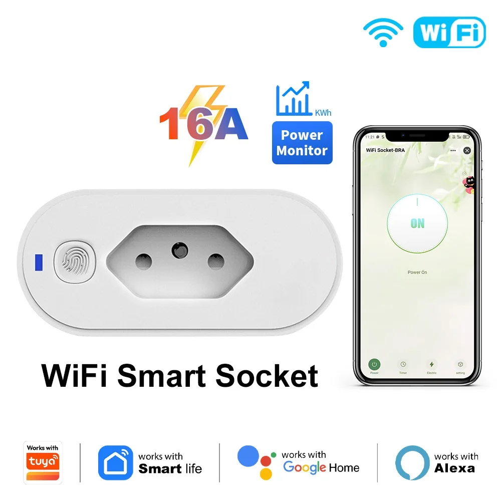 Brazil Wifi Smart Plug 16A  APP Remote Control Smart Life Voice for Alexa Google Assistant Socket