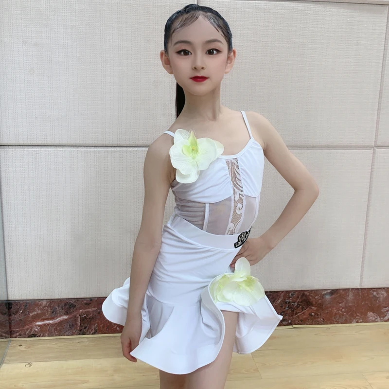 Trajes de baile latino, ropa de práctica de actuación para niños Xia Shao, falda grande de baile latino para niñas, conjunto de celebridades de Internet