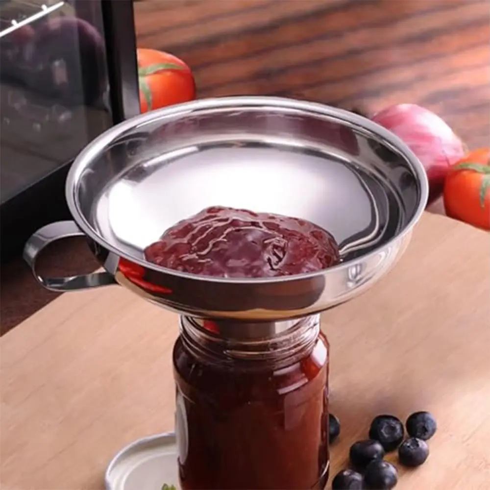 Stainless Steel Wide Mouth Funnel Wide Mouth Liquid Filter Canning Funnel Multi-Functional Kitchen Funnel Set Oil Filtering