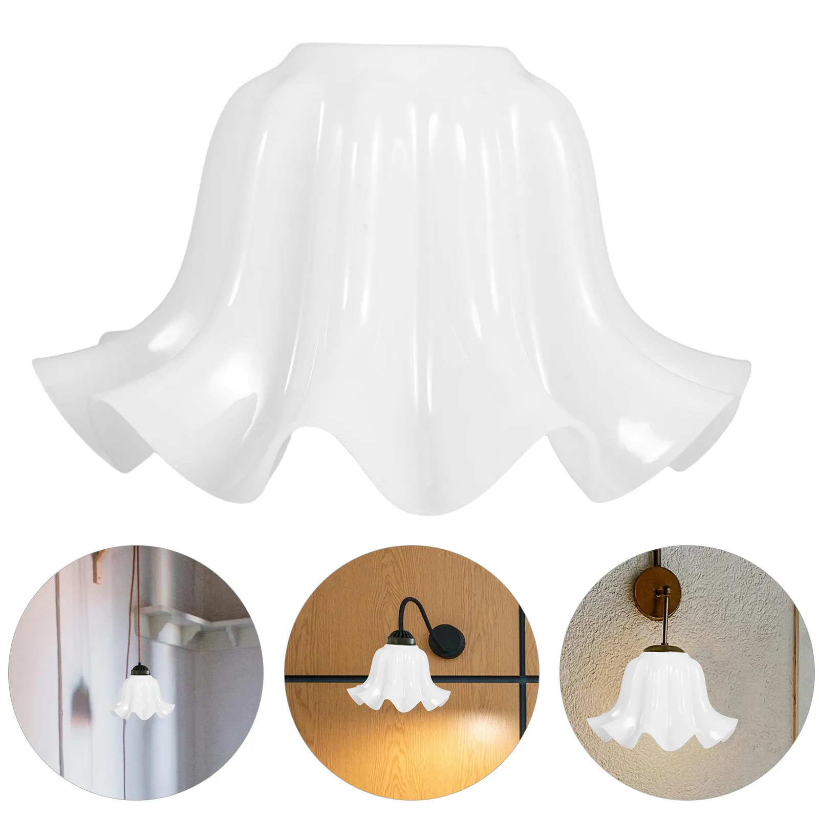 

White Blossom Shaped Plastic Lamp Shade for Ceiling Fan Wall Sconce Floor Table Lamps Light Fixture Decorative Replacement Cover