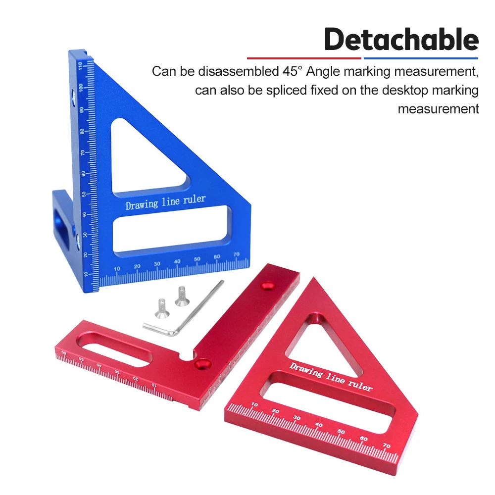 Woodworking Square Protractor Aluminum Alloy Miter Triangle Ruler High Precision Layout Measuring Tool for Engineer Carpenter