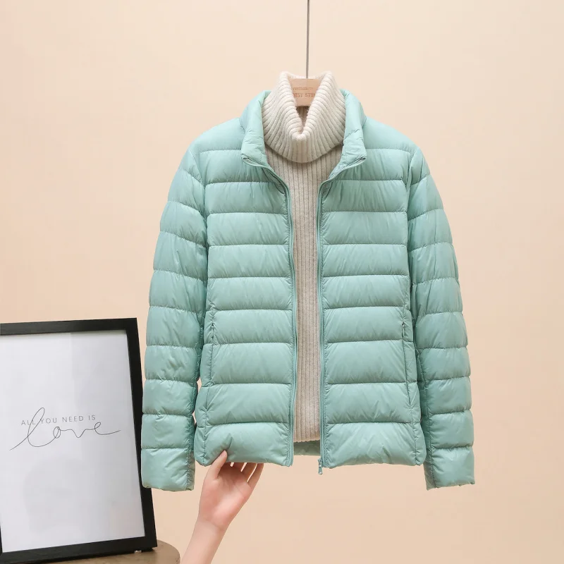 Mulheres primavera jaqueta moda curto ultra leve embalável puffer casacos 14 cores feminino para baixo quente coreano fino ajuste parkas 3xl
