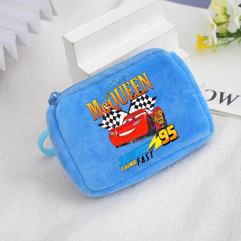 Cars Square Plush Coin Purse Lightning Mcqueen Printed Wallet Boys Girls Portable Mini Storage Bag Backpack Pendant Decoration