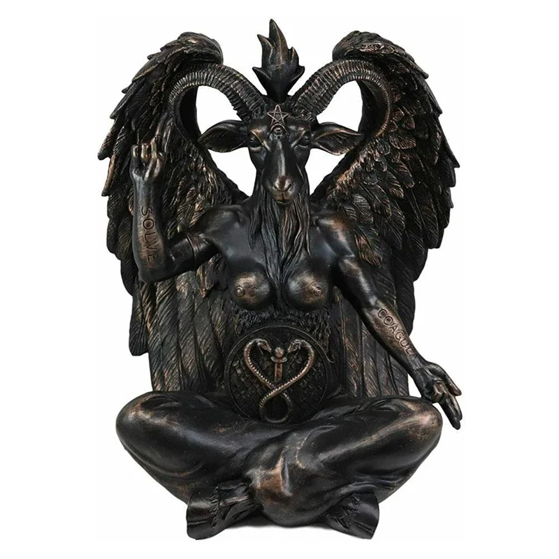 تمثال Baphomet شيطان الشكل الراتنج الحرفية زخرفة العناصر الدينية دمية النحت غرفة المعيشة المنزلي اكسسوارات الديكور هدية