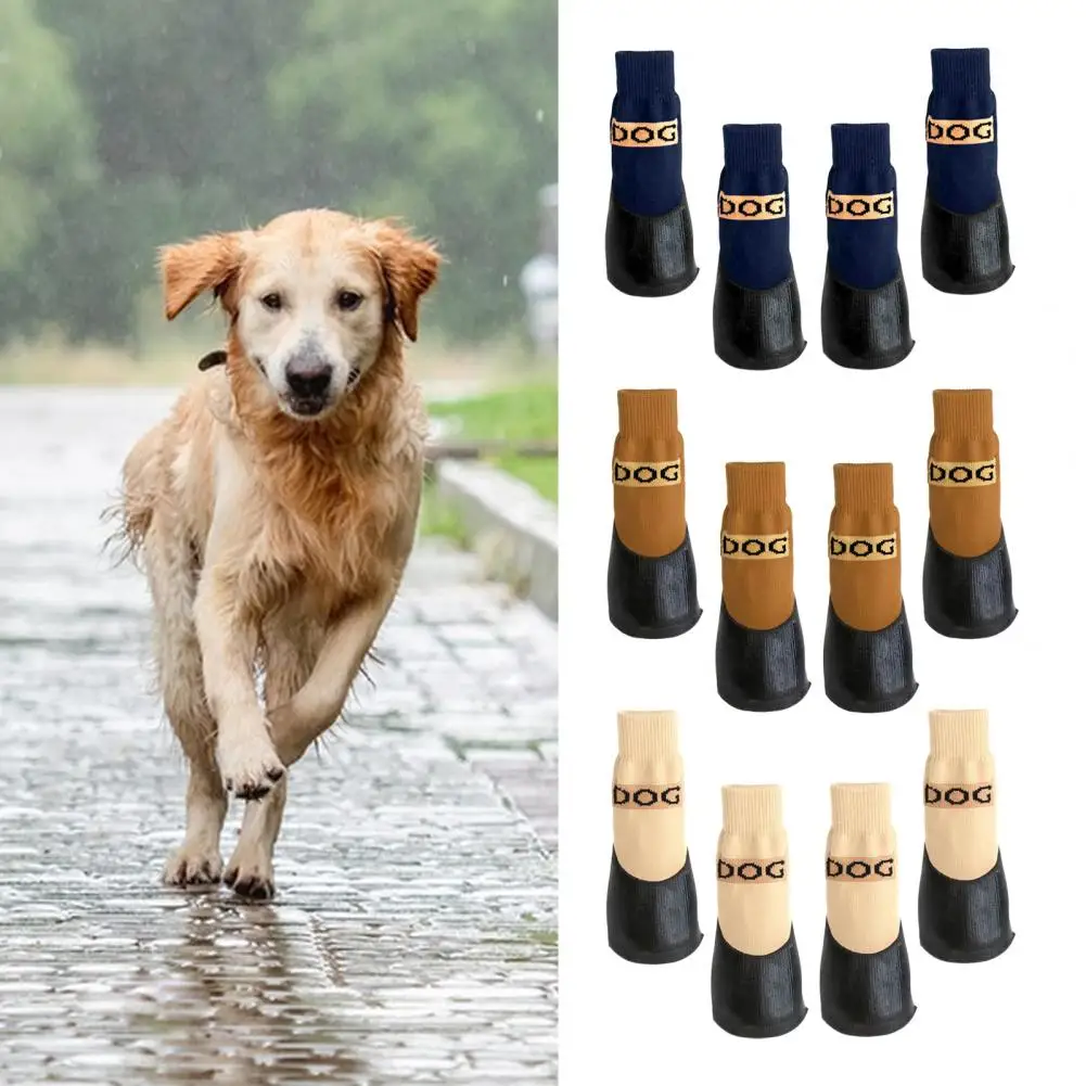 4Pcs Pet Dog Shoes Socks Outdoor Indoor Waterproof Non-slip Dog Shoes Dog Cat Socks Pet Paw Protector for Small Medium Large Dog