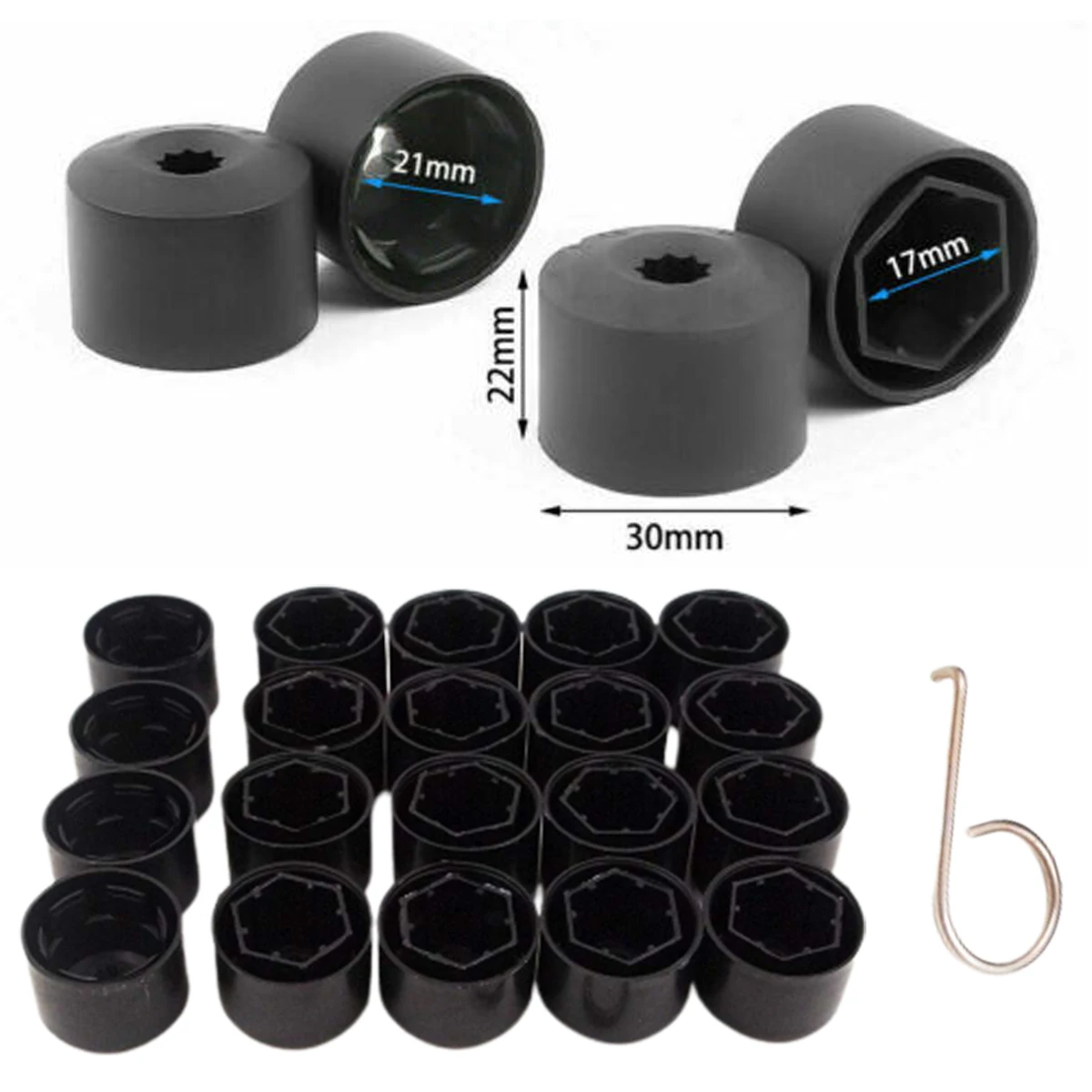 20Pcs for VW Tiguan Golf MK5 Passat B7 Wheel Tire Hub Cap Nut Bolt Cover Rim Tyre Screws Plugs Studs Car Decorations Accessories