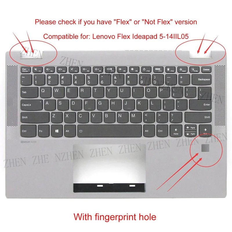 S New For Lenovo ideapad Flex 5-14IIL05 5-14ITL05 Palmrest w/ Backlit Keyboard 14