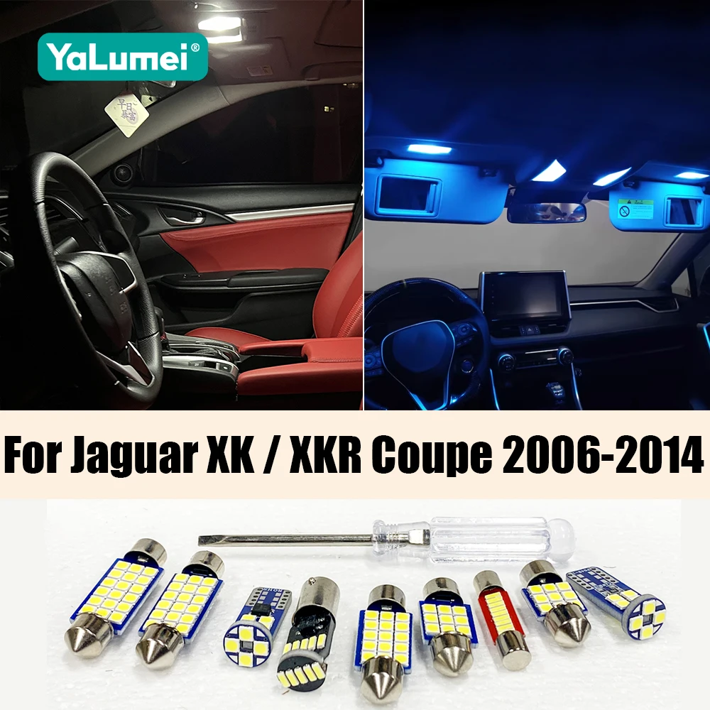 

For Jaguar XK / XKR Coupe 2006-2012 2013 2014 13PCS Car LED Bulbs Interior Dome Reading Lamp Vanity Mirror Glove Box Trunk Light