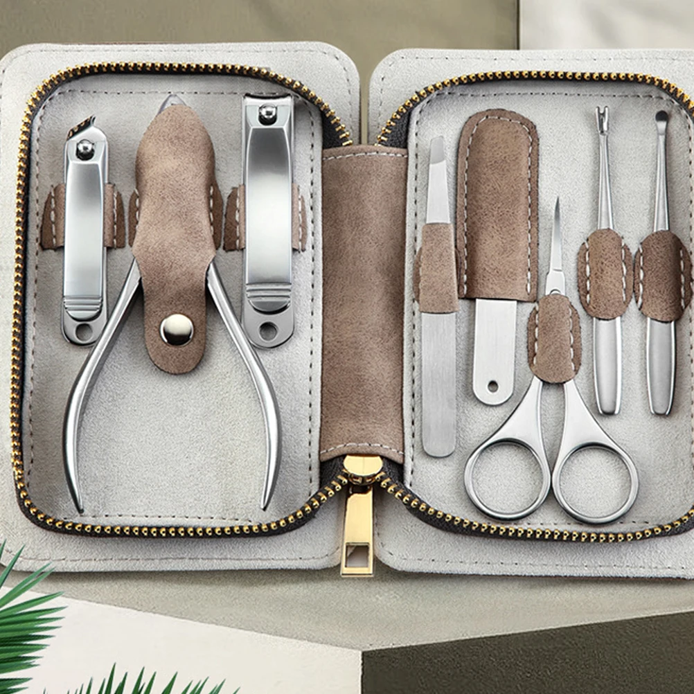 

1Set Manicure Set Stainless Steel 8-Piece Nail Clippers Kit with PU Bag Professional Nail Art Tool for Daily Care