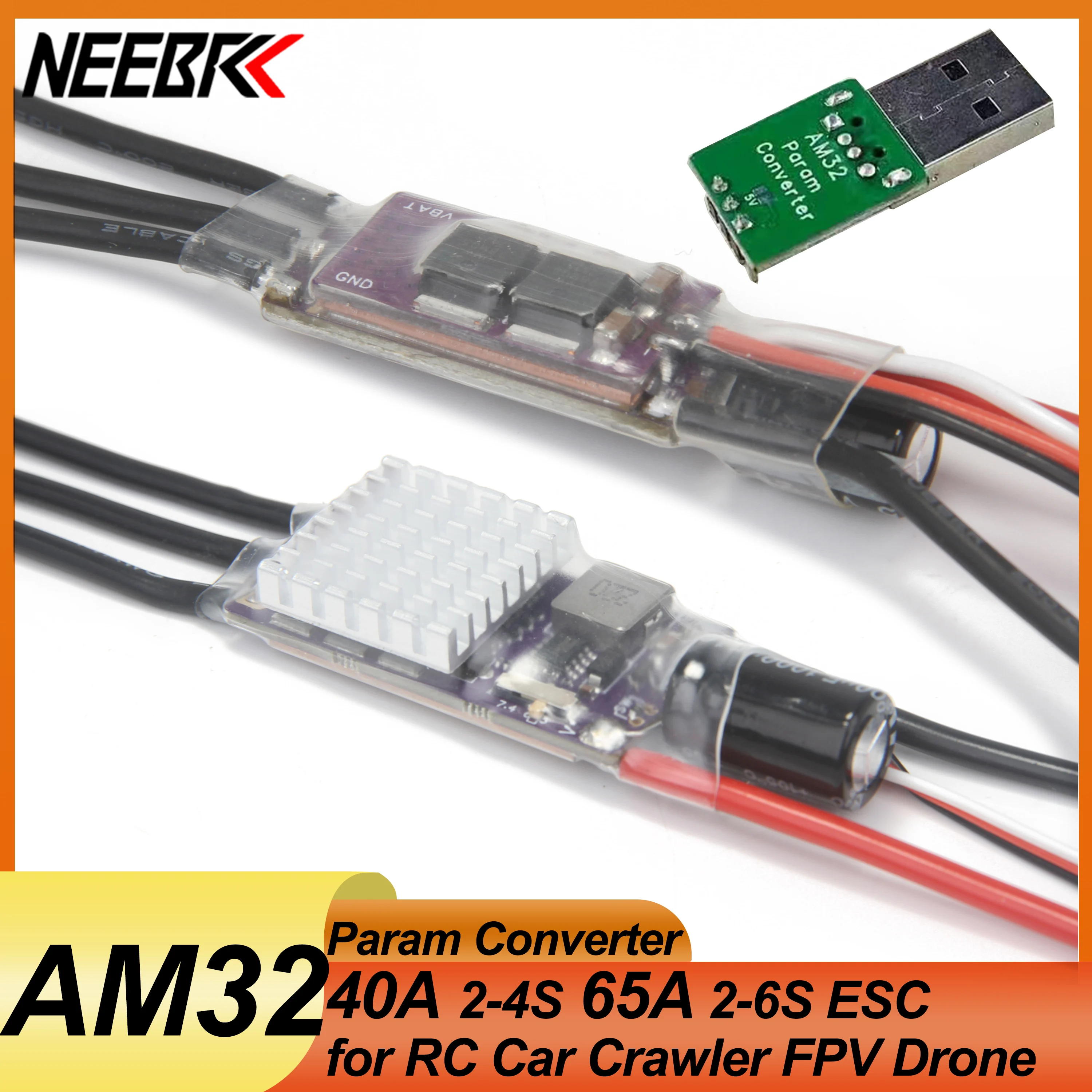 

AM32 40A 65A ESC 32-bit Electronic Speed Controller Signal Cable Support PWM/DSHOT/Sine for RC Car Crawler FPV Drone Freestyle