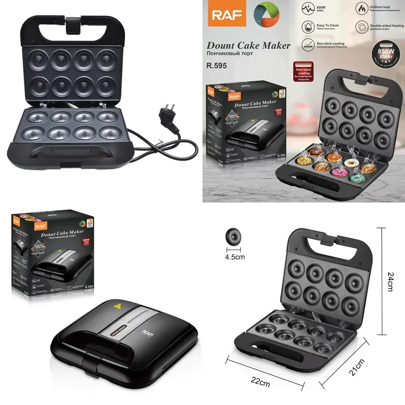 8 Holes Mini Donuts Maker Electric 220V Automatic Non-Stick Snacks Cooking Cake Pan Oven For Kids Dessert Breakfast Kitchen