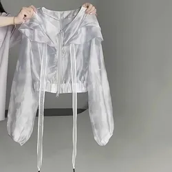 Women's Summer Jacket Fashion Thin Tie-dye Design Temperament Coat Female Casual Long Sleeve Short Tops Korean Sunscreen Shirt