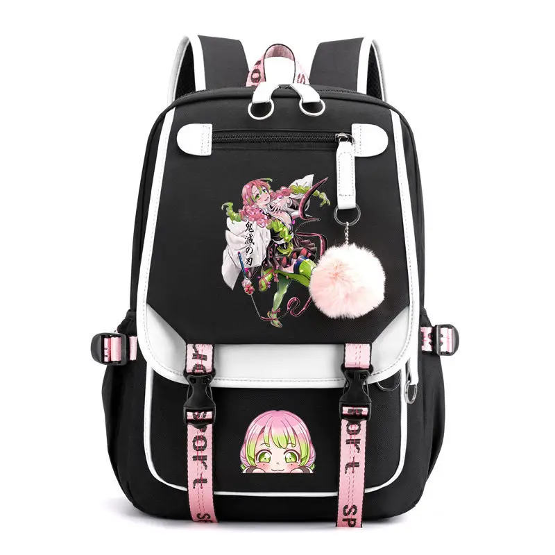 Anime Kanroji Mitsuri Series Backpack Unisex Student Backpack Cartoon Large Capacity Lightweight Back-to-school-anime School Bag