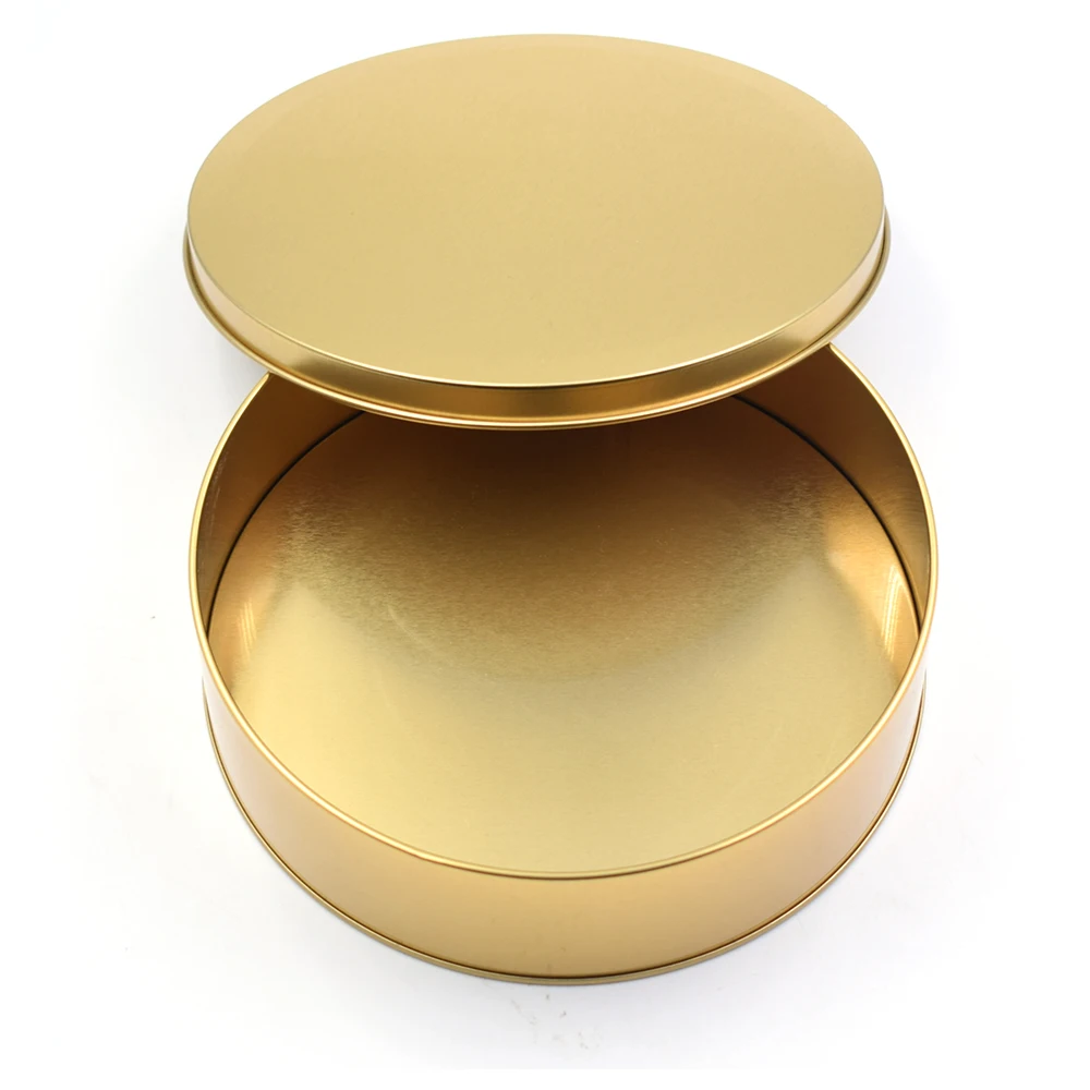 6Inch Gold Tin Boxes Candy Biscuit Chocolate Storage Case Cookie Packaging Box DIY Round Cake Plate Gift Box Baking Tool