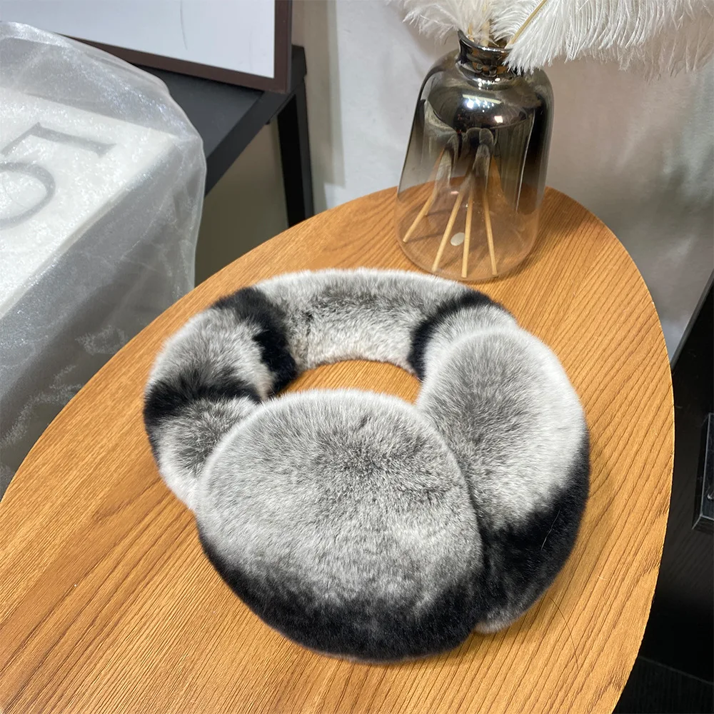 Ear Muffs For Women Winter EarWarmers Soft Warm Cable Furry Real Rex Rabbit Ear Covers For Cold Weather