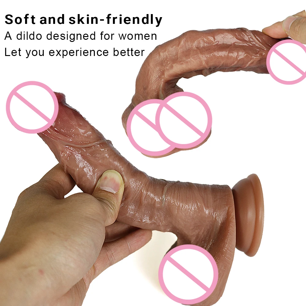 Soft Sexy Huge Dildo Realistic Penis Suction Cup G Spot Vagina Stimulator Double-layer Silicone Big Dildos Sex Toys for Woman