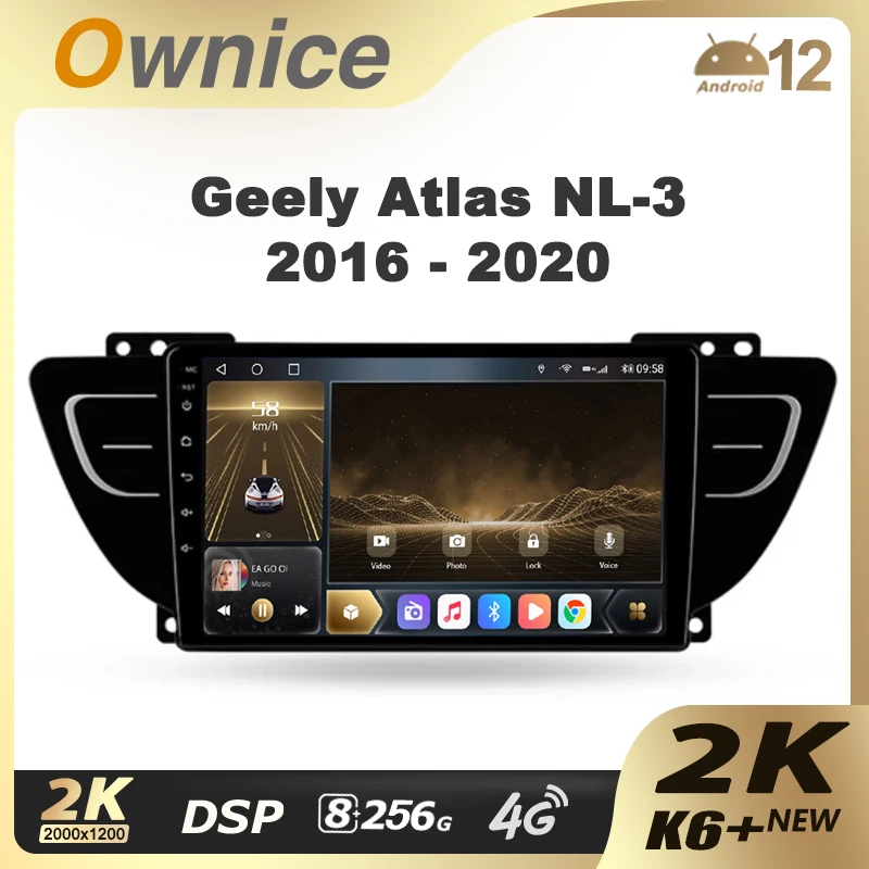 Ownice K6+ 2K for Geely Atlas NL-3 2016 - 2020 Car Radio Multimedia Video Player Navigation Stereo GPS Android 14 No 2din DVD