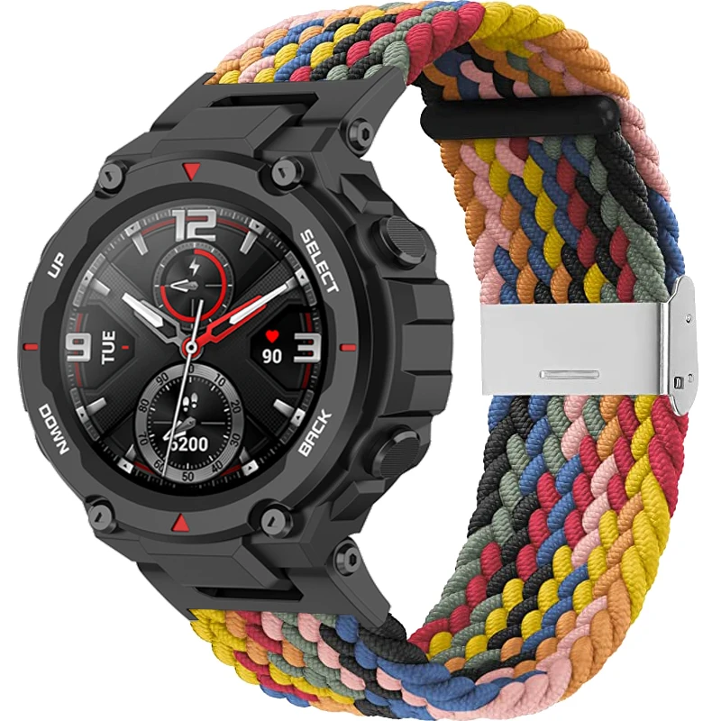 Elastic Braided Straps For Huami Amazfit T-Rex Smart Watch Band Nylon Adjustable Bracelet For Xiaomi Amazfit T-Rex Pro Trex Belt