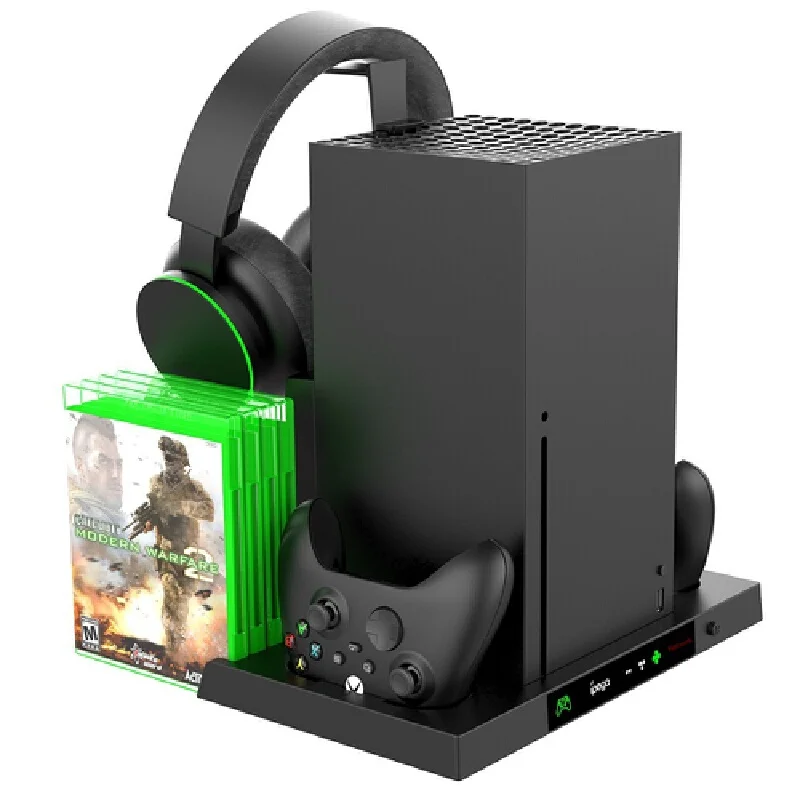 Xbox Series X Accessories Multifunctional Cooling Stand Charging Station For Xbox Series X With Headset Hook Game Card Storage