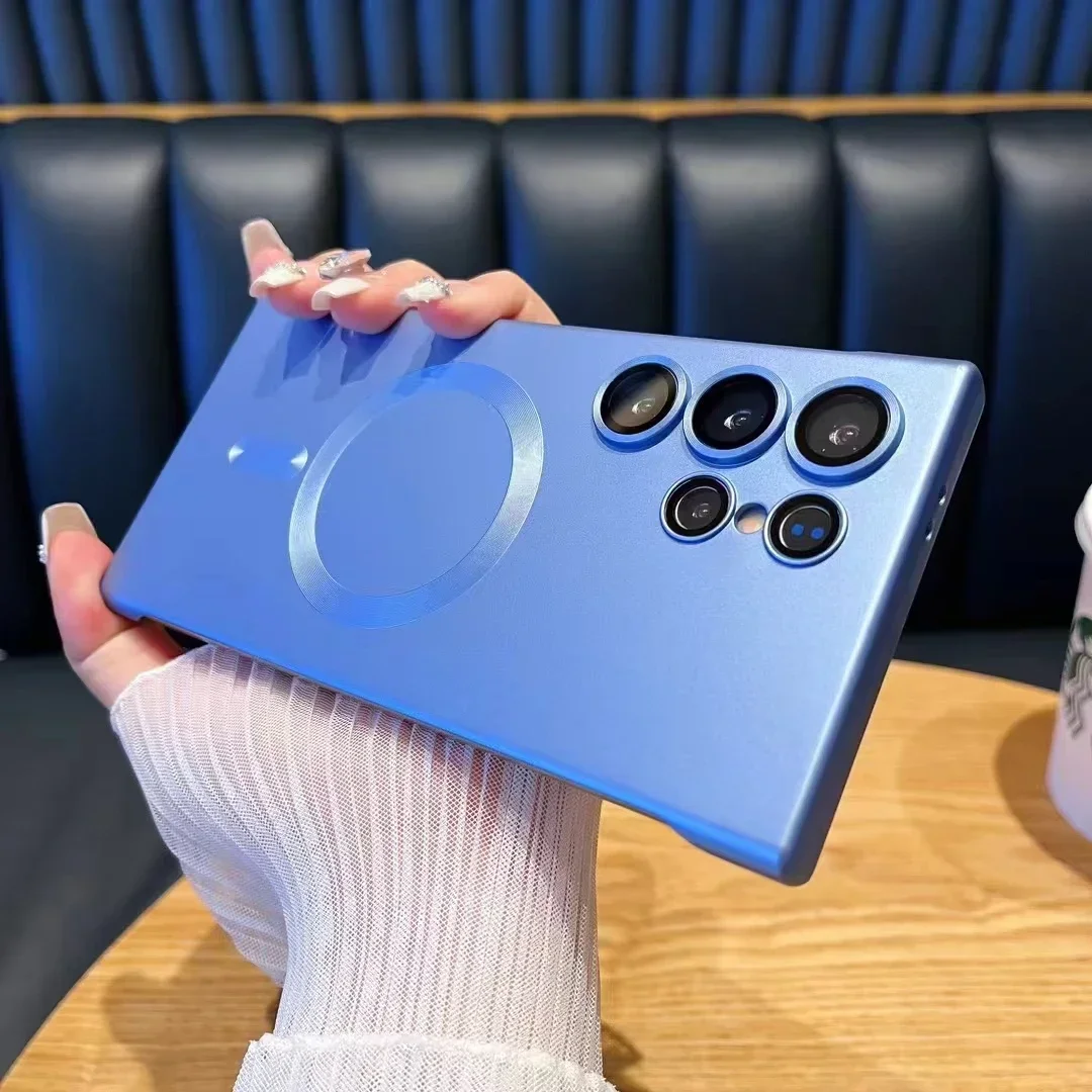 サムスンギャラクシーs24ウルトラ用の超薄型ハードフォンシェル,ワイヤレス充電付き