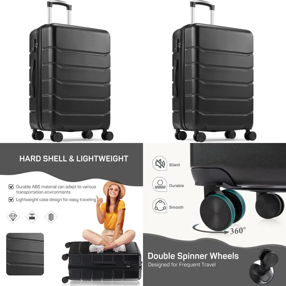 

Black 28 Inch Travel Suitcase - Large Capacity, Durable, Ideal for Extended Trips