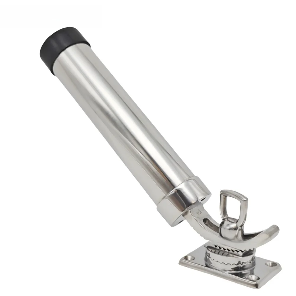 304 Stainless Steel Fishing Rod Holder for Boat Yacht and with Secure Non Rotational Groove and Removable Base