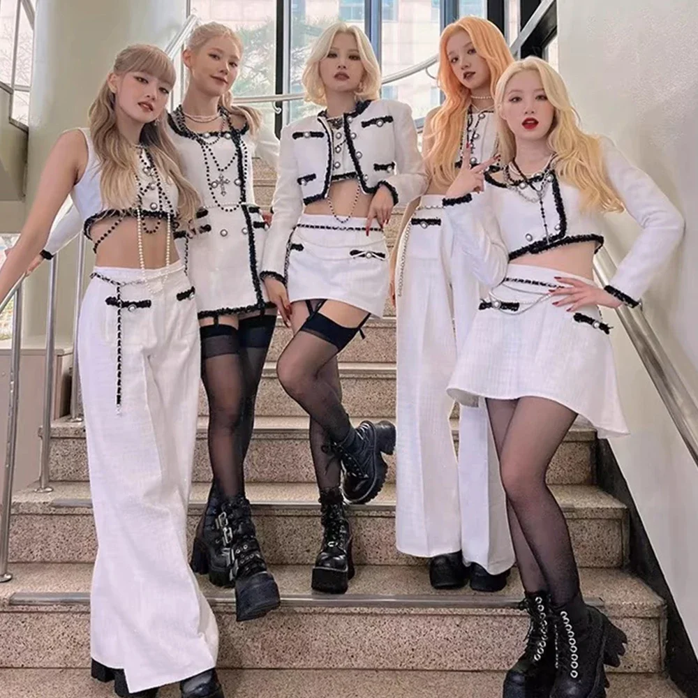 

2025 Adult Jazz Dance Costume Singer Dancer Stage Performance Clothes Kpop Hip Pop Set Concert Outfits Line Dance Clothing yj540